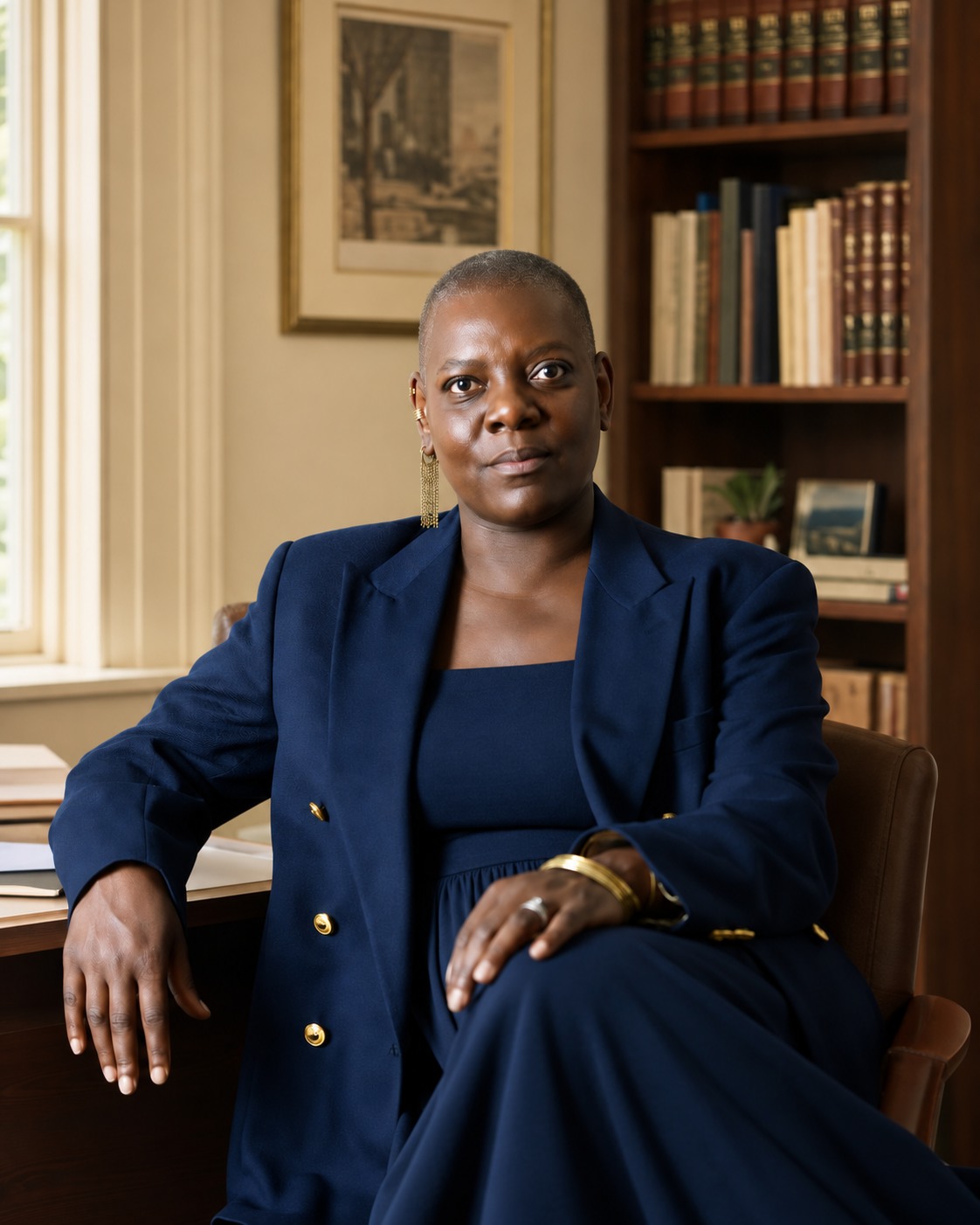 Portrait de Martine Mamvibidila dans son cabinet