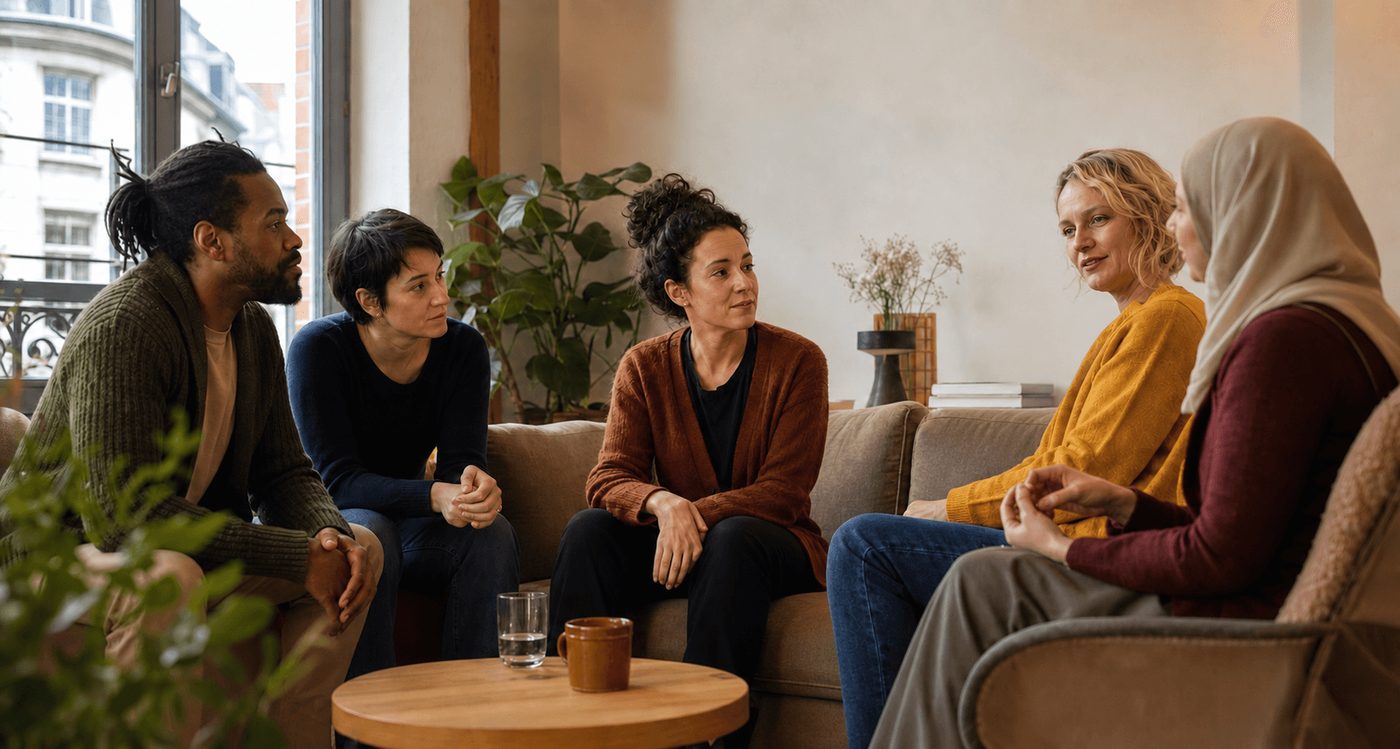 Personnes d'origines diverses dans un cadre chaleureux
