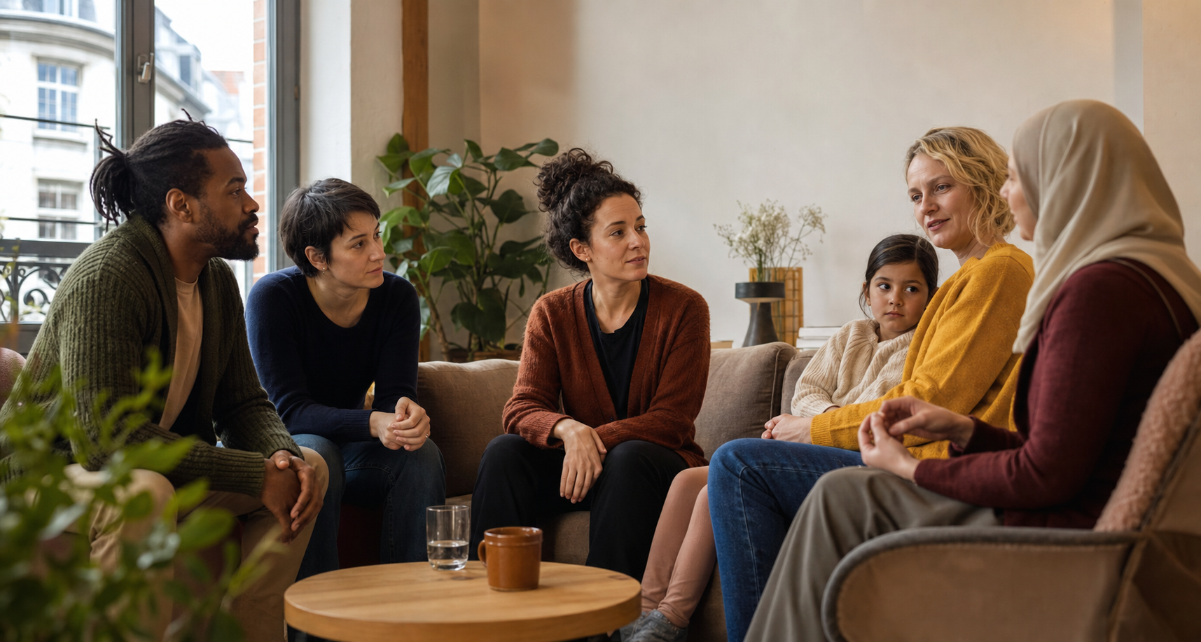 Personnes d'origines diverses dans un cadre chaleureux